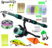 Sougayilang Spinning Fishing Pole Set 1.8M Portable Telescopic Rod with 5.2:1 3BB Fishing Reel Max Drag 5kg Full Fishing Kit