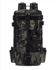 Tactical Fishing Backpack Tackle Bag with Rod Holders Fish Equipment Storage Molle Camping Hiking Outdoor Multifunctional Bag (Color: black)