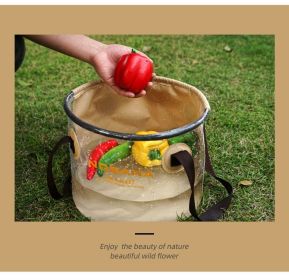 30L Outdoor folding bucket camping, dishwashing bucket telescopic fishing bucket (select: Outdoor folding bucket-Khaki)