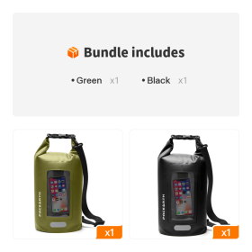 Waterproof Dry Bag 10L/20L/30L; for phones (Color: Green+Black)