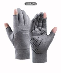 Winter Fishing Gloves Women Men Universal (Color: Gray, size: XL)