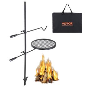 VEVOR Swivel Campfire Grill, Fire Pit Grill Grate over Fire Pits, Heavy Duty Steel Grill Grates, 360° Adjustable Open Fire Outdoor Cooking Equipment, (Baking Tray Shape: Round)