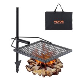 VEVOR Swivel Campfire Grill, Fire Pit Grill Grate over Fire Pits, Heavy Duty Steel Grill Grates, 360° Adjustable Open Fire Outdoor Cooking Equipment, (Baking Tray Shape: Square)