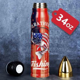 I'D Rather Be Fishing USA Flag Bullet Tumbler (Color: 34oz-I'D Rather Be Fishing)