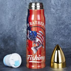 I'D Rather Be Fishing USA Flag Bullet Tumbler (Color: 17oz-I'D Rather Be Fishing)