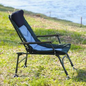 Camping Lounge Chair, Portable Folding Reclining Camping Chair with Adjustable backrest for Indoor and Outdoor Camping Beach Hiking Fishing, Green+bla (Color: as Pic)