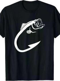 Men's Breathable Cotton Fishing T-Shirt - Comfortable, Soft Casual Short Sleeve Tee with Cool Minimalist Design for Casual Attire (Color: black, size: L)