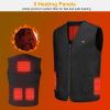 Unisex Black Heat Jacket Vest 3 Heating Gear Adjustable USB Heated Vest Warm Heat Coat Vest w/ 5 Heating Zones For Men Women Winter Outdoor Activity