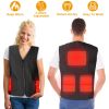 Unisex Black Heat Jacket Vest 3 Heating Gear Adjustable USB Heated Vest Warm Heat Coat Vest w/ 5 Heating Zones For Men Women Winter Outdoor Activity