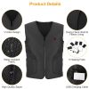 Unisex Black Heat Jacket Vest 3 Heating Gear Adjustable USB Heated Vest Warm Heat Coat Vest w/ 5 Heating Zones For Men Women Winter Outdoor Activity