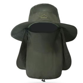 Fishing Bucket Hat Wide Brim Breathable Unisex Hat Sunlight-proof Removable Neck Face Fishing Cap For Fishing Hiking Traveling (Option: Green)