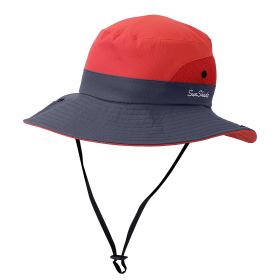 Women Summer Sun Bucket Hats Foldable UV Protection Cotton Cap Wide Brim Floppy Cap Packable Ponytail Mesh Travel Hat For Beach Fishing Camping Travel (Option: Dark Red)