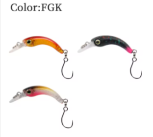 LETOYO Floating Injured Fishing Lure 40mm 1.2g Micro Lures Artificial Minnow Bait Wobblers For Trout Bass Perch (Color: FGK)