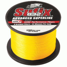 Sufix 832® Advanced Superline® Braid (Color: Hi-Vis Yellow, Option: 1200 Yds, size: 6Lb)