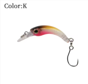 LETOYO Floating Injured Fishing Lure 40mm 1.2g Micro Lures Artificial Minnow Bait Wobblers For Trout Bass Perch (Color: K)