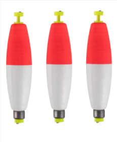 3pcs Fishing Weighted Bobbers Cigar Foam (Color: White-Redsize)